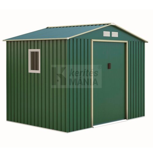 METALSHED MALLORCA kerti fém tároló ház 2,78 x 2,12 x 1,94 zöld, belső mérete: 2,67 x 1,73 x 1,81 cm